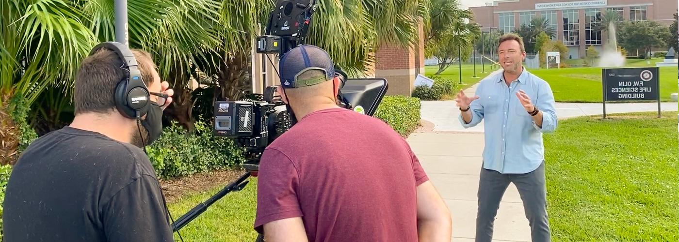 Cameramen filming The College Tour on Campus